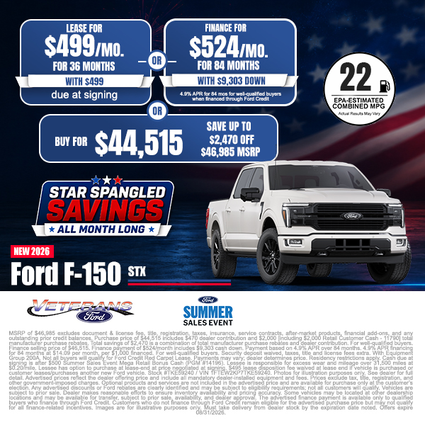 Special offer on 2026 Ford F-150 2026 Ford F-150 STX